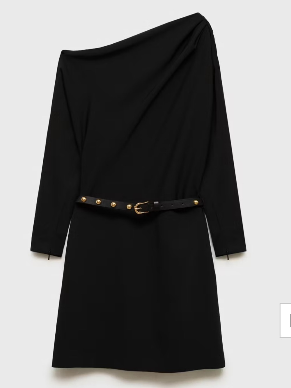 Black One-Shoulder Long Sleeve Dress